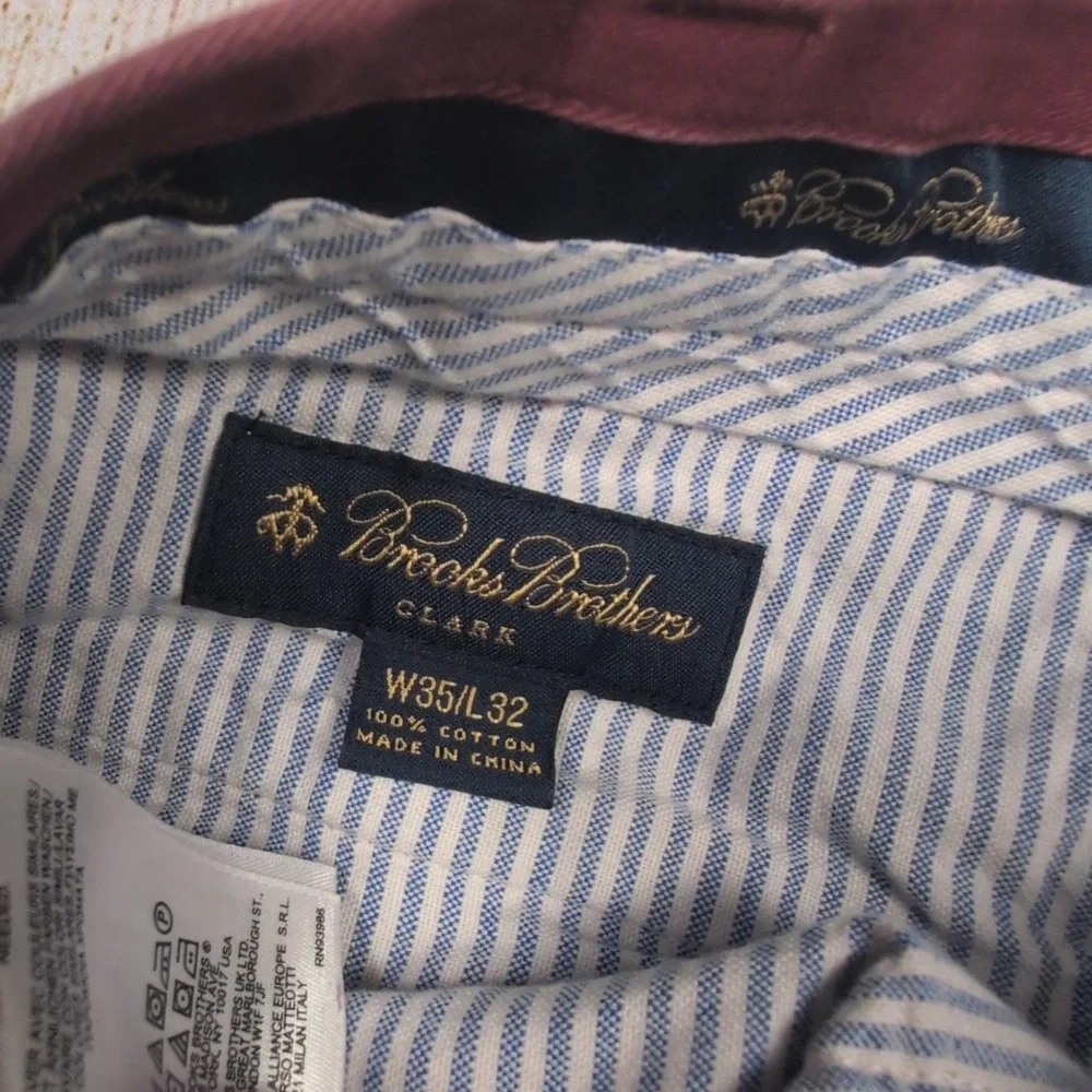 Brooks Brothers Clark Chinos Pants Burgundy W35 L32‎